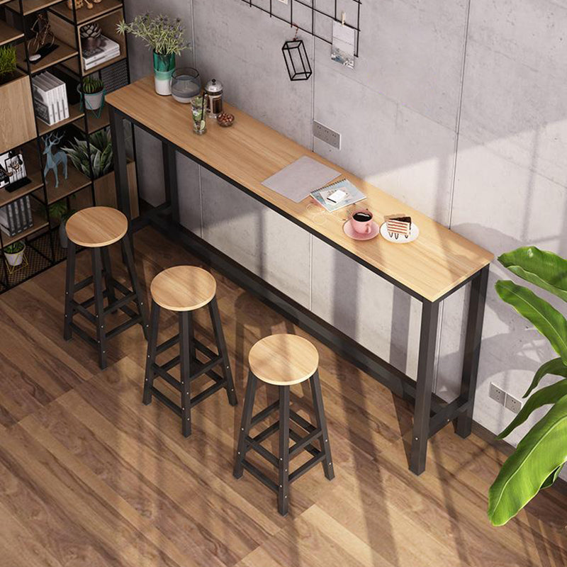 Contemporary Manufactured Wood Bar Table with Metal Base for Home
