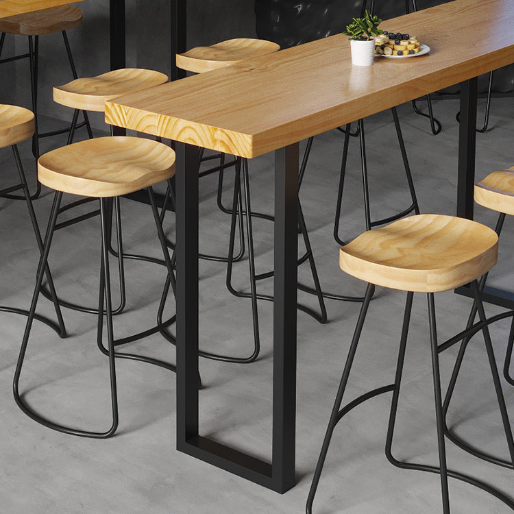 Rectangle Solid Wood Sled Base Bar Table for Kitchen Dining Room