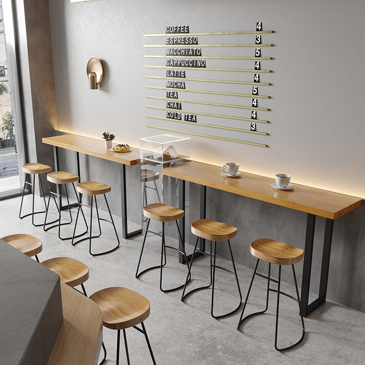 Rectangle Solid Wood Sled Base Bar Table for Kitchen Dining Room