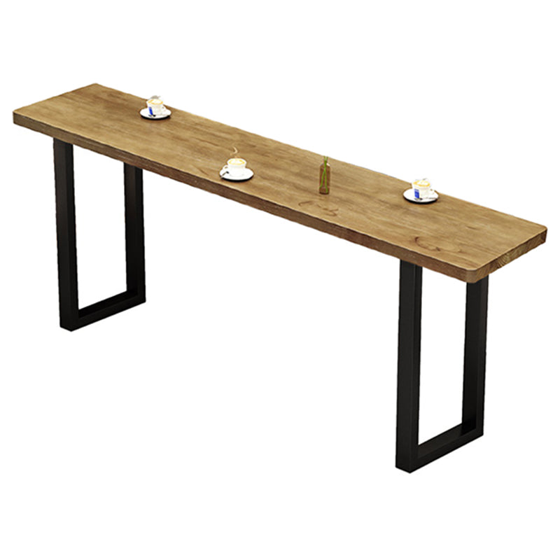 Rectangle Pine Wood Pub Table with Metal Frame for Living Room