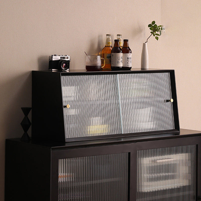 Contemporary Solid Wood Sideboard Cabinet with Sliding Glass Doors