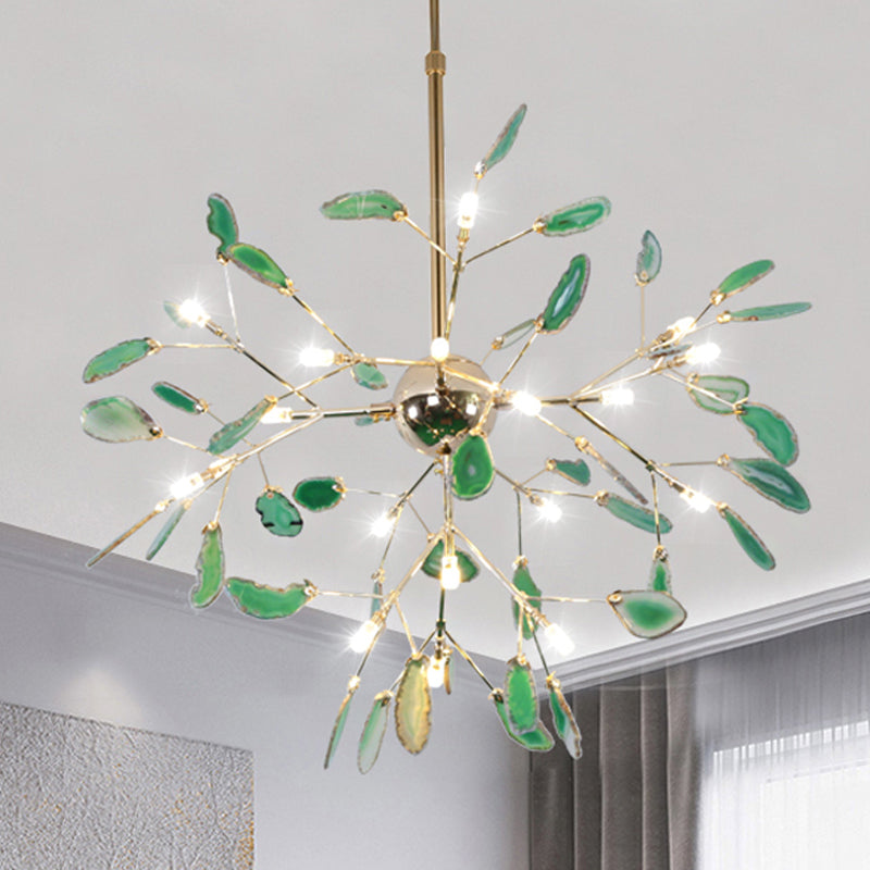 Moderne stijl vuurvliegplafond hanglamp lamp agaat 4/16 lichten woonkamer kroonluchter verlichting in blauw/groen