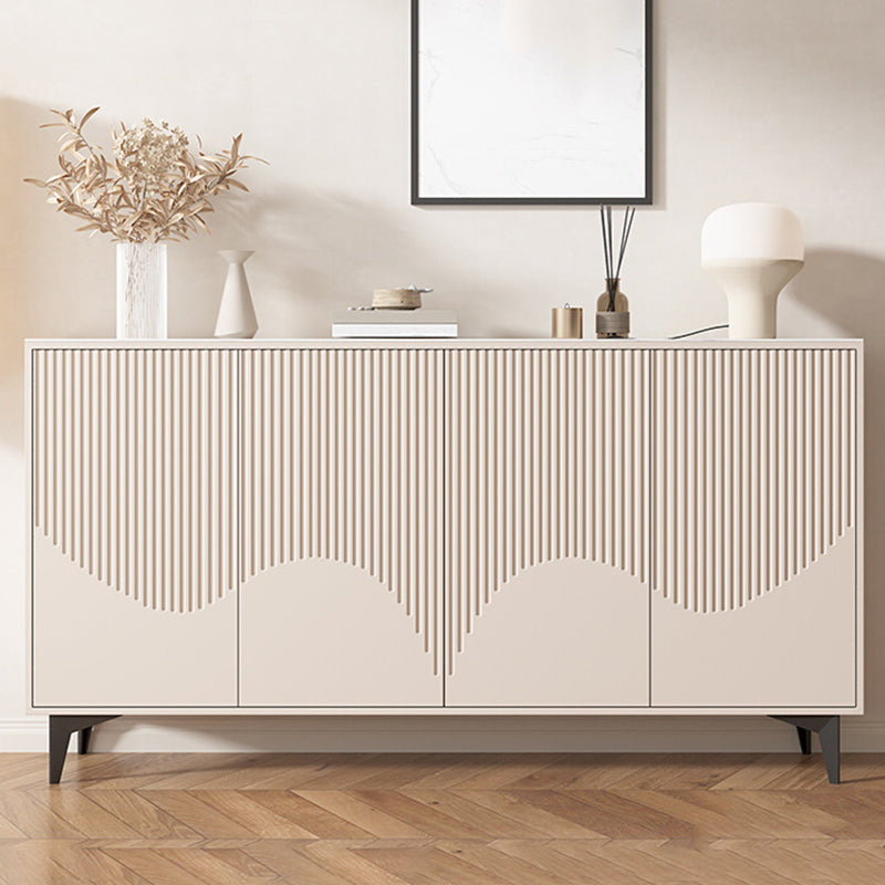 Contemporary Wood and Stone Sideboard Cabinet with Doors for Kitchen