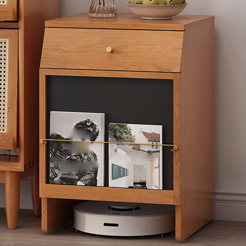 Nordic Style Solid Wood Display Cabinet with Drawer for Living Room