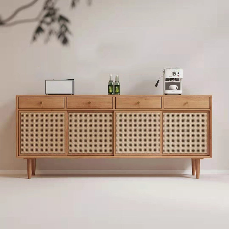 Contemporary Style Solid Wood Sideboard Cabinet with Cabinets and Drawers