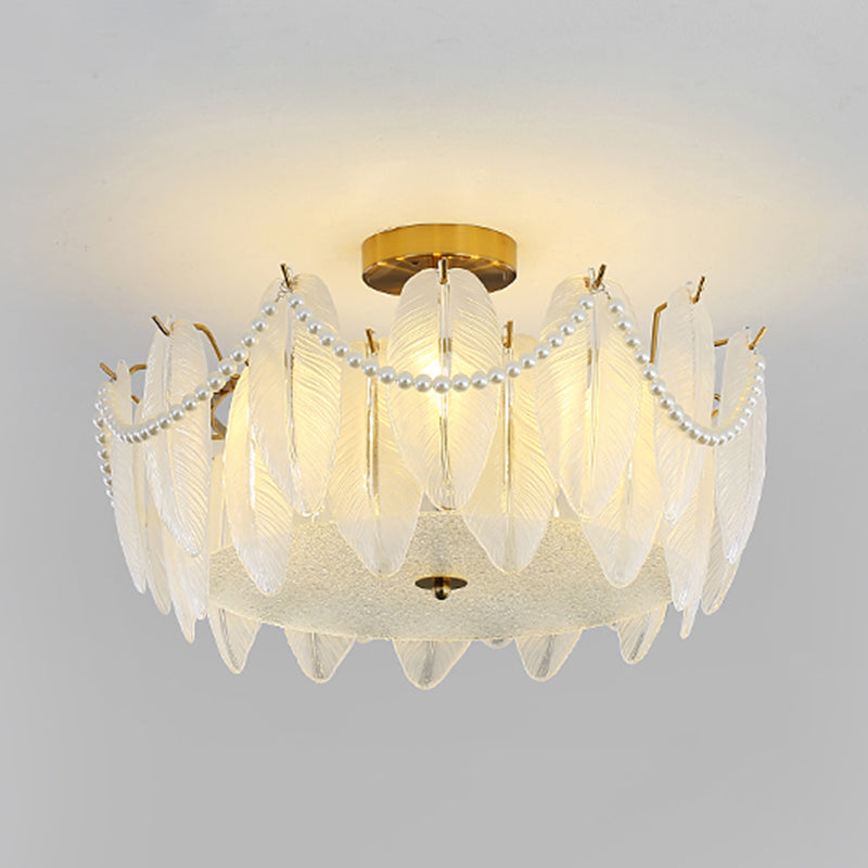 Contemporary Ceiling Light Glass Flush Mount Ceiling Light Fixture for Bedroom