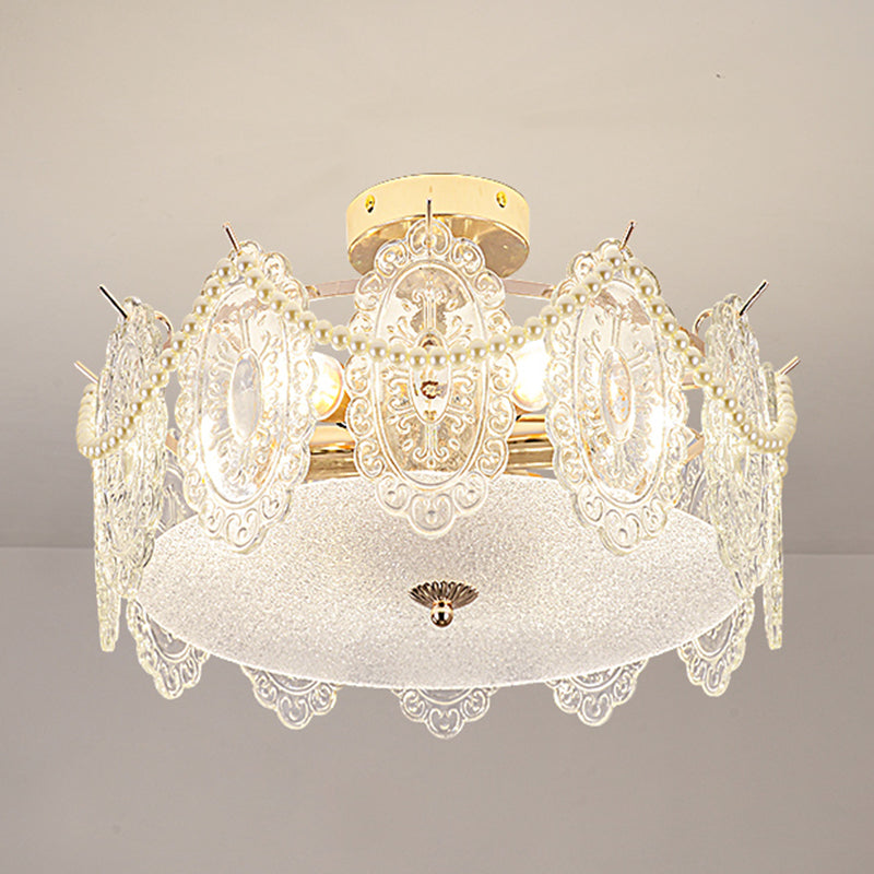 Contemporary Flush Mount Light Simple Flush Mount Ceiling Light Fixture with Glass Shade