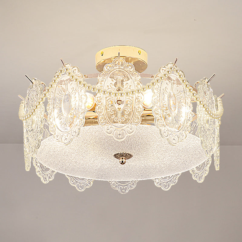 Contemporary Flush Mount Light Simple Flush Mount Ceiling Light Fixture with Glass Shade