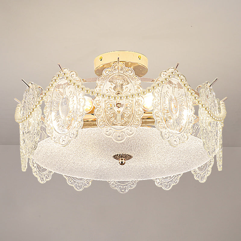 Contemporary Flush Mount Light Simple Flush Mount Ceiling Light Fixture with Glass Shade