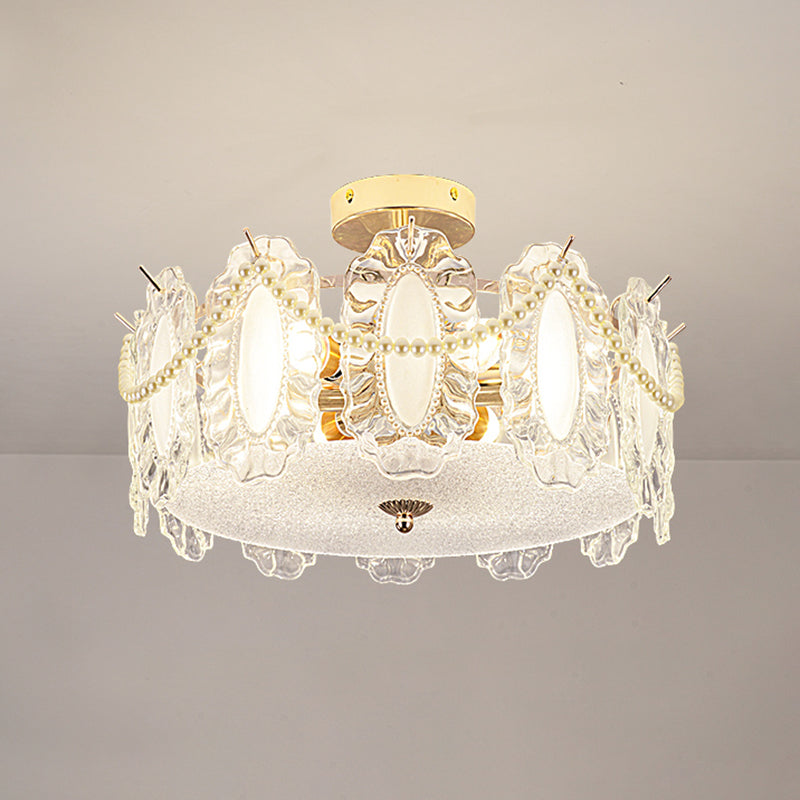 Contemporary Flush Mount Light Simple Flush Mount Ceiling Light Fixture with Glass Shade