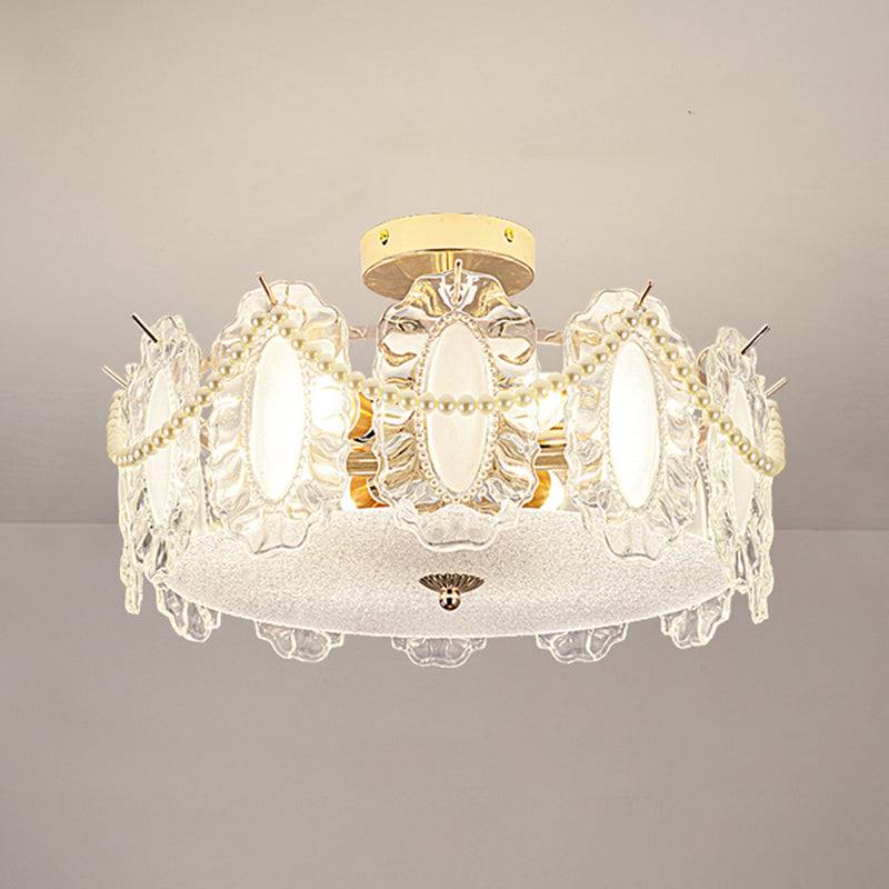 Contemporary Flush Mount Light Simple Flush Mount Ceiling Light Fixture with Glass Shade