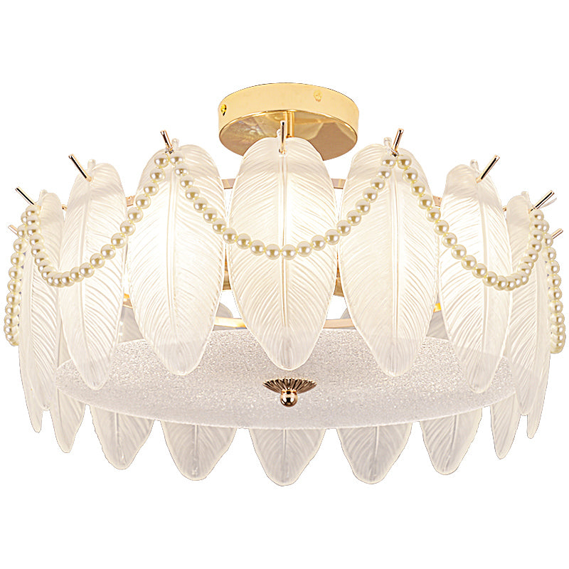 Contemporary Flush Mount Light Simple Flush Mount Ceiling Light Fixture with Glass Shade