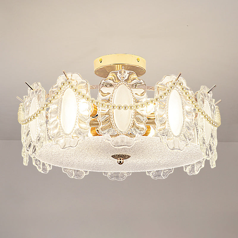 Contemporary Flush Mount Light Simple Flush Mount Ceiling Light Fixture with Glass Shade