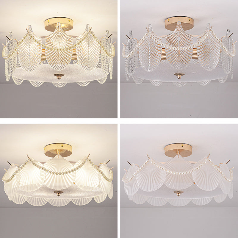 Contemporary Flush Mount Light Simple Flush Mount Ceiling Light Fixture with Glass Shade