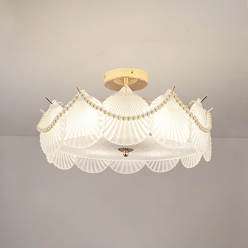 Contemporary Flush Mount Light Simple Flush Mount Ceiling Light Fixture with Glass Shade