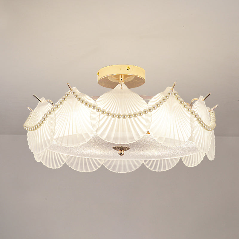 Contemporary Flush Mount Light Simple Flush Mount Ceiling Light Fixture with Glass Shade