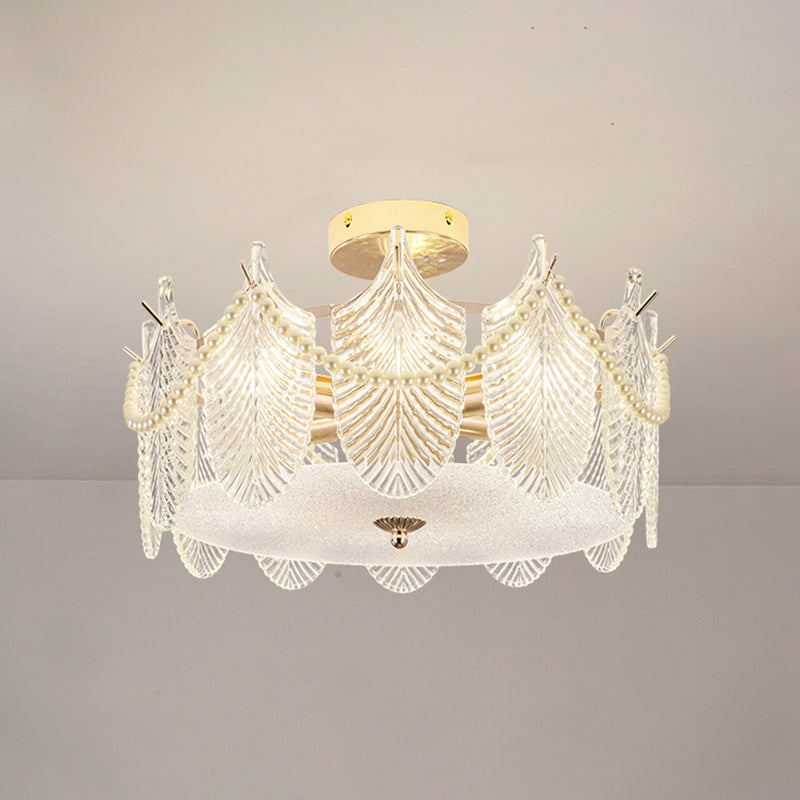 Contemporary Flush Mount Light Simple Flush Mount Ceiling Light Fixture with Glass Shade