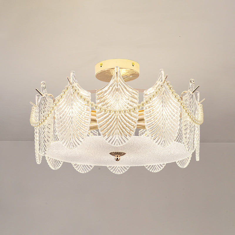 Contemporary Flush Mount Light Simple Flush Mount Ceiling Light Fixture with Glass Shade