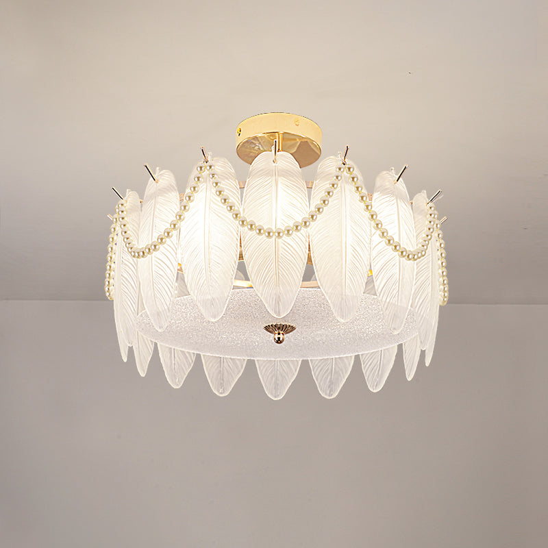 Contemporary Flush Mount Light Simple Flush Mount Ceiling Light Fixture with Glass Shade