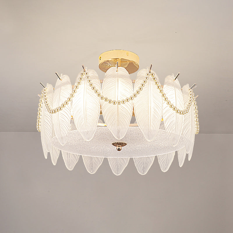 Contemporary Flush Mount Light Simple Flush Mount Ceiling Light Fixture with Glass Shade