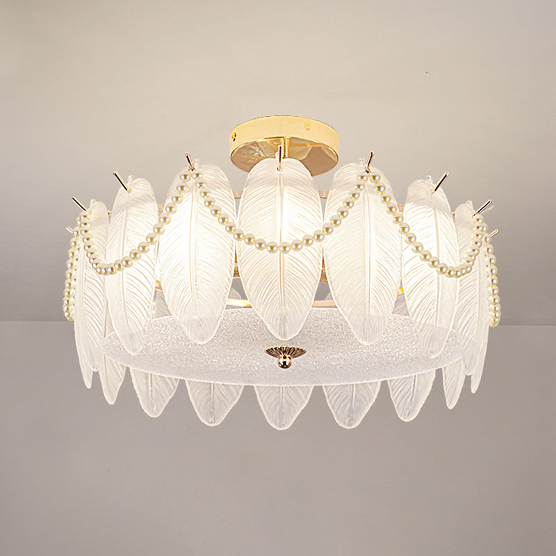 Contemporary Flush Mount Light Simple Flush Mount Ceiling Light Fixture with Glass Shade