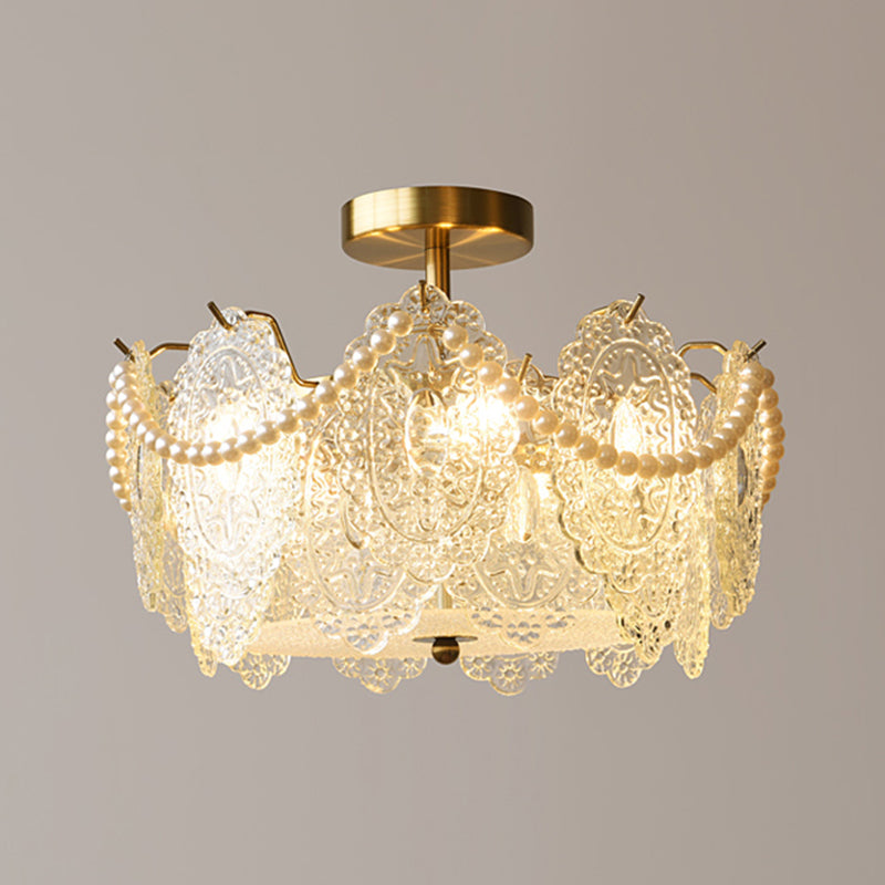Modern Ceiling Light Household Flush Mount Ceiling Light Fixture with Glass Shade