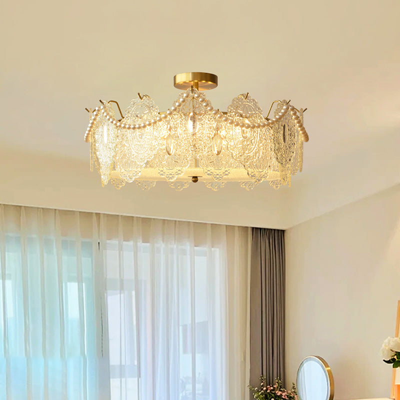Modern Ceiling Light Household Flush Mount Ceiling Light Fixture with Glass Shade