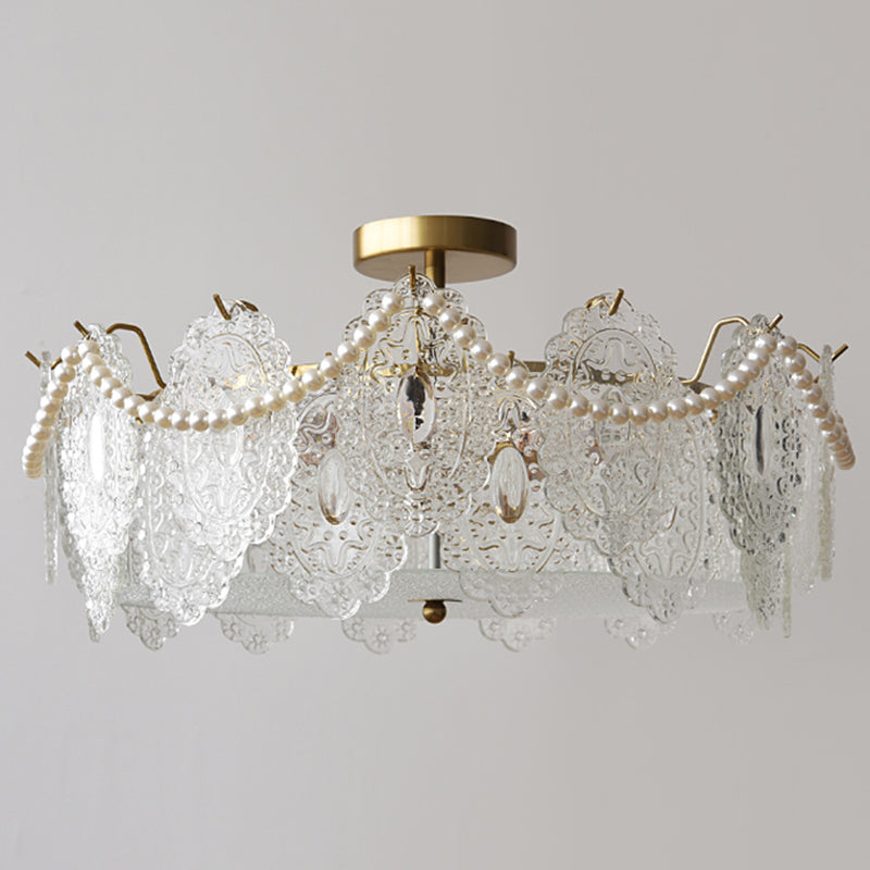 Modern Ceiling Light Household Flush Mount Ceiling Light Fixture with Glass Shade
