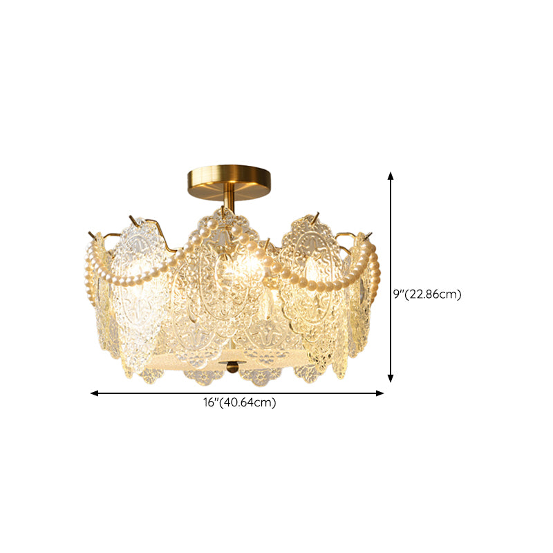 Modern Ceiling Light Household Flush Mount Ceiling Light Fixture with Glass Shade