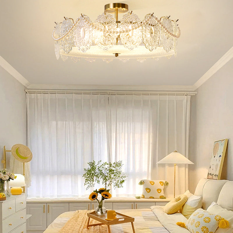 Contemporary Ceiling Light Creative Flush Mount Ceiling Light Fixture with Glass Shade