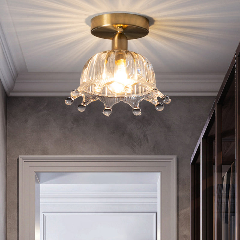 Single Golden Modern Flush Mount Lighting Shaded Ceiling Light for Bedroom