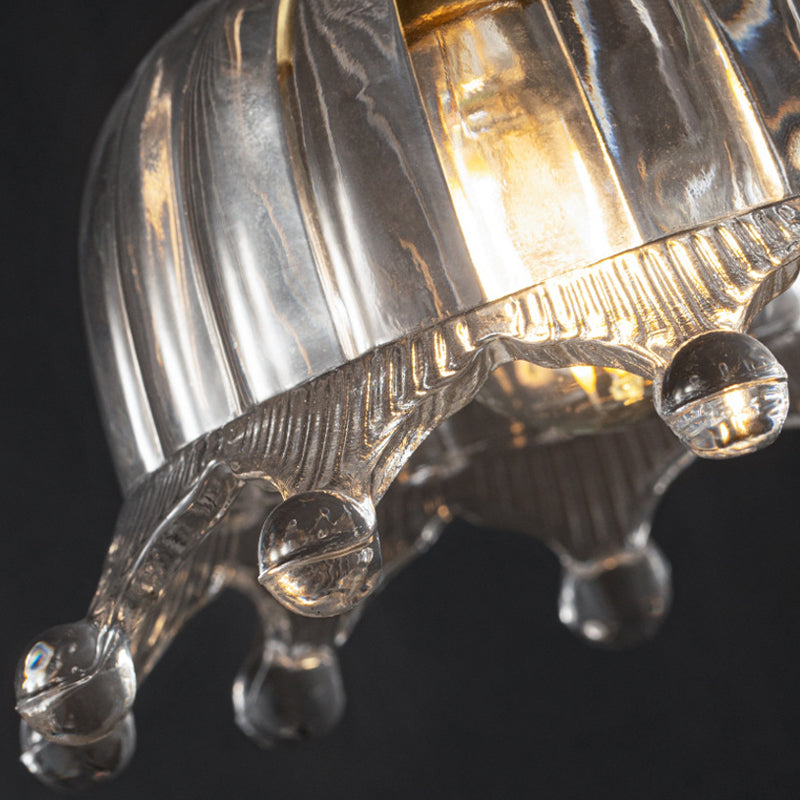 Single Golden Modern Flush Mount Lighting Shaded Ceiling Light for Bedroom