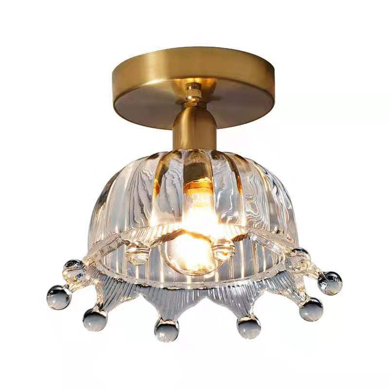 Single Golden Modern Flush Mount Lighting Shaded Ceiling Light for Bedroom