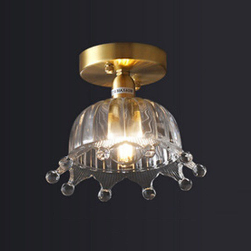 Single Golden Modern Flush Mount Lighting Shaded Ceiling Light for Bedroom