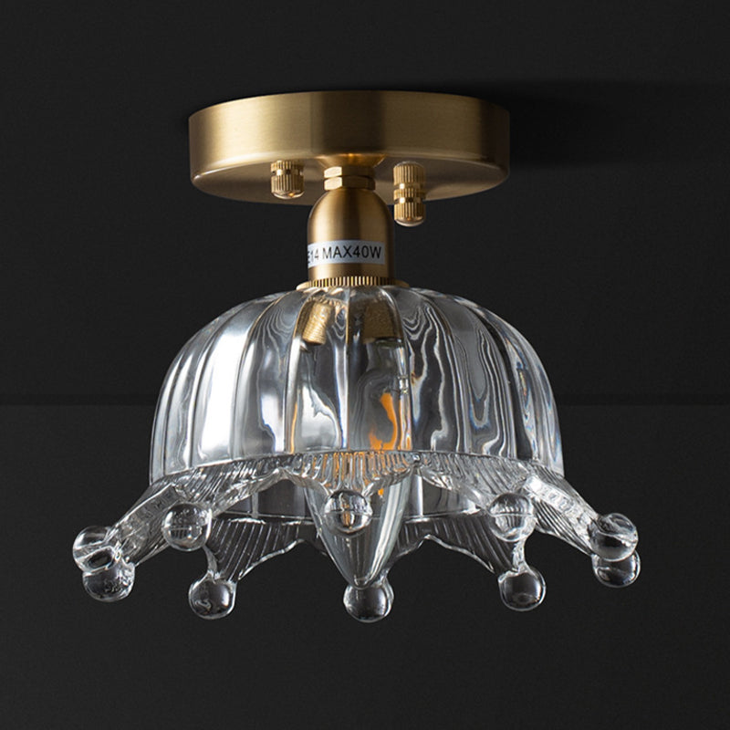 Single Golden Modern Flush Mount Lighting Shaded Ceiling Light for Bedroom
