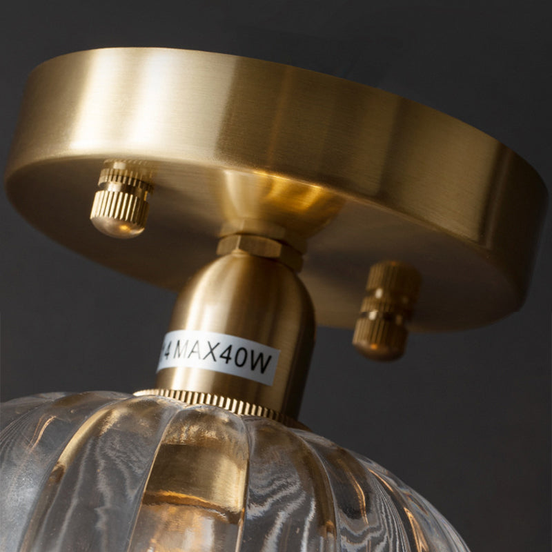 Single Golden Modern Flush Mount Lighting Shaded Ceiling Light for Bedroom