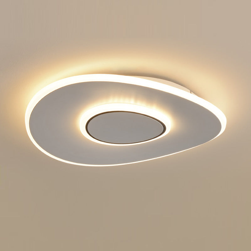Contemporary Flush Mount Metal LED Ceiling Light Fixture in White for Bedroom