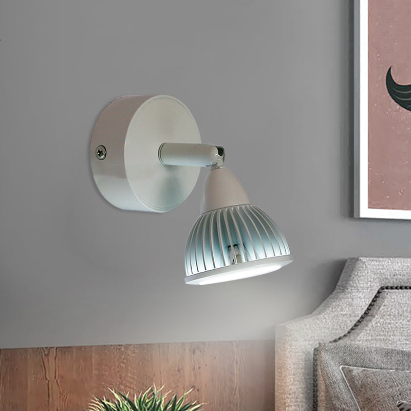 Rotatable Domed Wall Sconce Light Modern Metal LED Black/White Wall Lamp with/without Switch in Warm/White Light