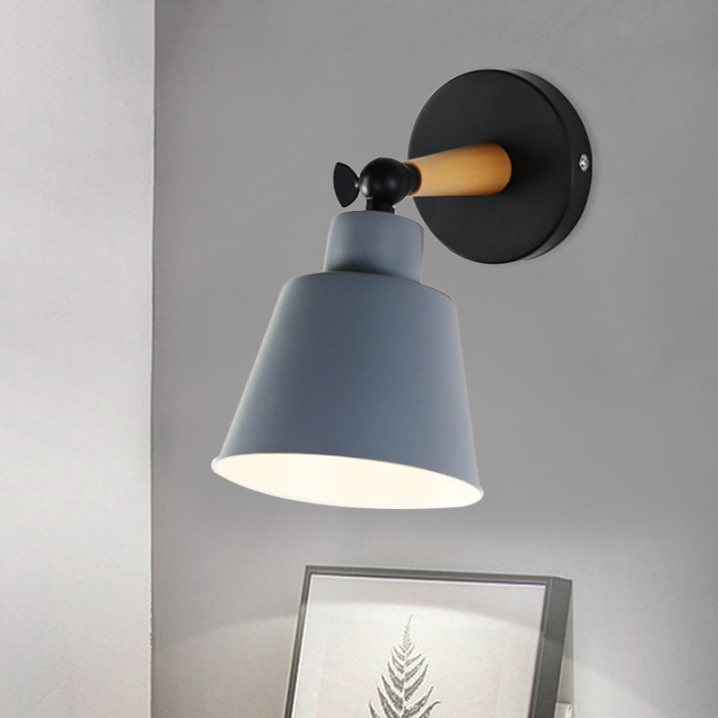 Macaron Loft Bucket Sconce Light Rotatable One Head Metal Wall Lamp for Restaurant Hotel
