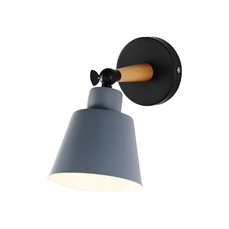 Macaron Loft Bucket Sconce Light Rotatable One Head Metal Wall Lamp for Restaurant Hotel