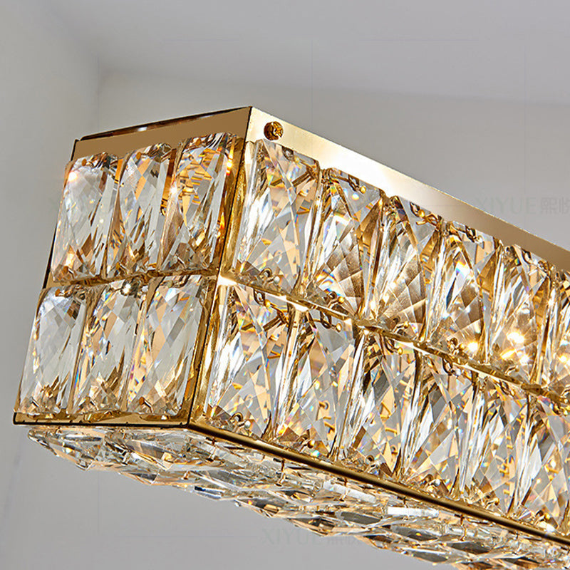 Crystal Linear Island Lighting Fixture Simplicity for Dining Room