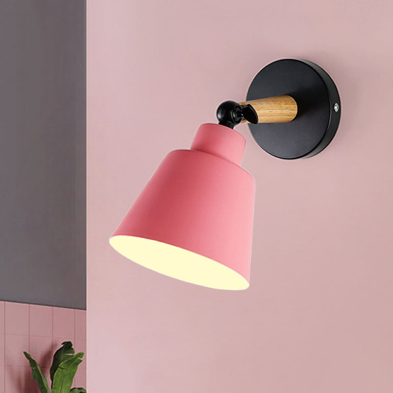 Macaron Loft Bucket Sconce Light Rotatable One Head Metal Wall Lamp for Restaurant Hotel