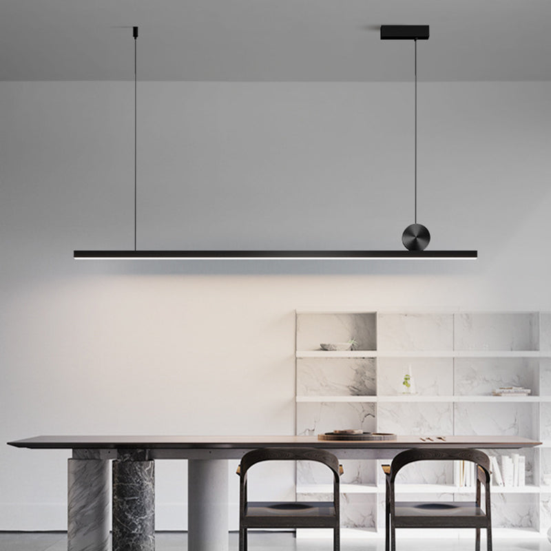 Contemporary Linear Shape Pendant Light with Plastic Shade for Living Room