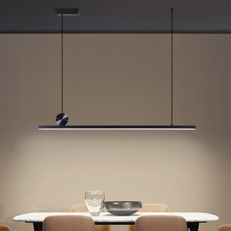 Contemporary Linear Shape Pendant Light with Plastic Shade for Living Room