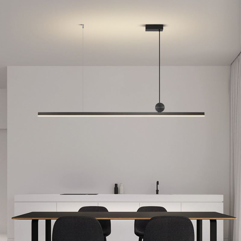 Contemporary Linear Shape Pendant Light with Plastic Shade for Living Room