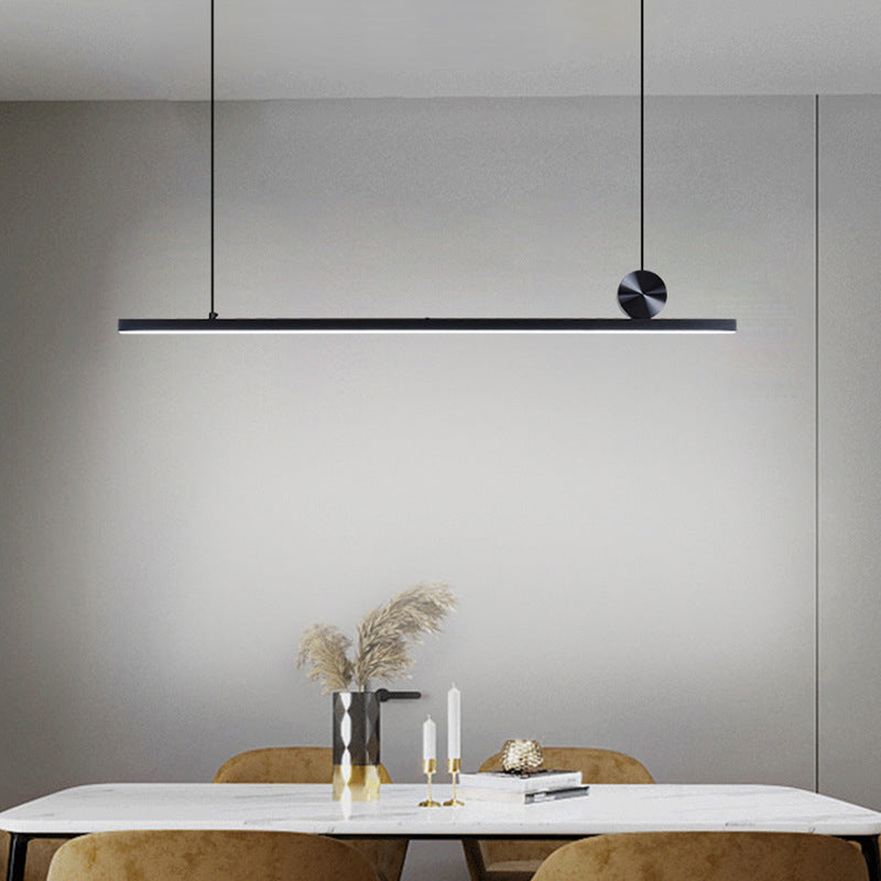 Contemporary Linear Shape Pendant Light with Plastic Shade for Living Room