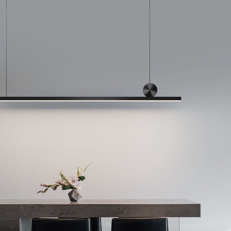 Contemporary Linear Shape Pendant Light with Plastic Shade for Living Room