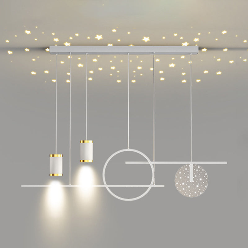 6-Light Modern Style White/Golden/Black LED Statement Linear Kitchen Island Light
