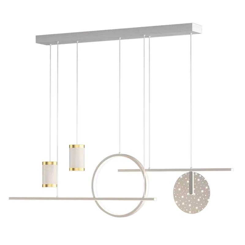 6-Light Modern Style White/Golden/Black LED Statement Linear Kitchen Island Light