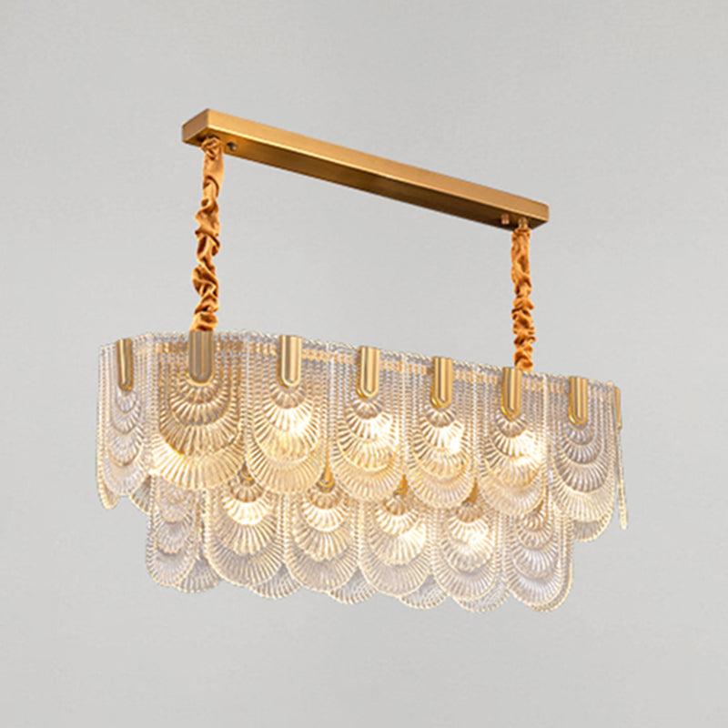 Contemporary Metal Pendant Light with Glass Shade for Living Room